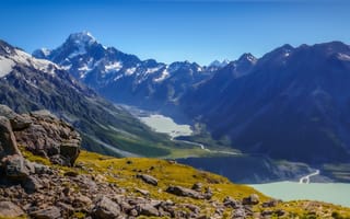 Картинка Новая, Зеландия, Горы, речка, Реки, гора, Природа, река