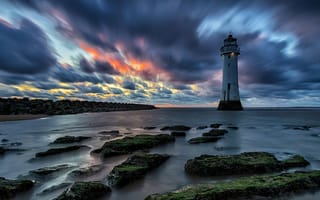Картинка Англия, New, берег, Облака, облако, маяк, Brighton, Море, Маяки, Побережье, облачно, Природа