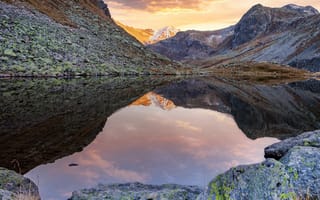 Картинка Швейцария, Davos, Горы, Озеро, Камни, Камень, Природа, Отражение, отражается, отражении, гора
