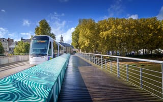 Картинка Франция, Трамвай, Дома, город, Angers, Здания, Города