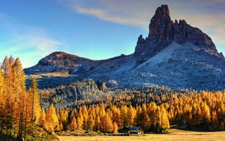 Картинка Италия, Dolomites, Горы, Скала, осенние, Природа, скале, Осень, скалы, Пейзаж, Утес, гора