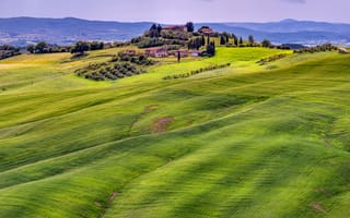 Картинка Тоскана, Италия, Холмы, холмов, холм, Здания, Природа, Пейзаж, Дома