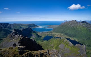 Картинка Лофотенские, острова, Фьорд, Норвегия, Горы, Природа, Море, гора