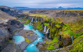 Картинка Исландия, Sigoldugljufur, Природа, каньона, речка, Каньон, Реки, Водопады, река, каньоны