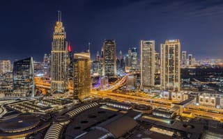 Картинка Дубай, Объединённые, ночью, Города, Здания, ночи, Ночь, Ночные, Арабские, Эмираты, ОАЭ, Небоскребы, Дома, город