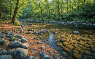 Картинка Германия, Природа, река, Леса, речка, Камни, Камень, лес, Реки