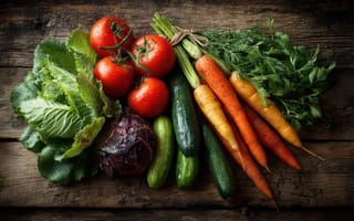 Картинка Огурцы, Морковь, Продукты, морковка, Пища, Помидоры, Еда, Капуста, Укроп, питания, Томаты