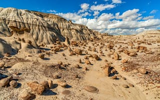 Картинка США, Bisti, облако, Скала, Утес, Природа, Камни, Камень, Badlands, штаты, америка, скале, Облака, скалы, облачно