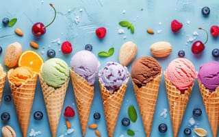 Картинка Мороженое, Вафельный, Ягоды, Продукты, Еда, питания, Пища, рожок