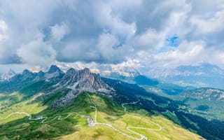 Картинка альп, Италия, Горы, гора, Панорама, Альпы, Облака, Dolomites, облако, панорамная, Природа, облачно