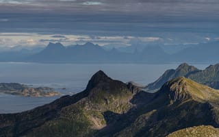 Картинка Лофотенские, острова, Пейзаж, Панорама, гора, Природа, Горы, Норвегия, панорамная