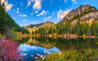 Картинка США, Marble, Colorado, Озеро, Горы, осенние, отражении, Природа, Отражение, Осень, штаты, отражается, гора, америка