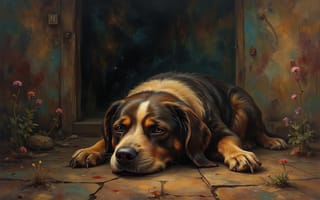 Картинка собака, Ai, Собаки, Животные, лежачие, морды, грустная, Лежит, печальный, Грустный, животное, Грусть, Морда, лежа, Печаль, лежат, Тоска, печальная