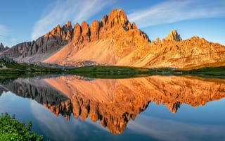 Картинка альп, Италия, Альпы, Отражение, гора, панорамная, Горы, отражении, South, отражается, Природа, Пейзаж, Озеро, Панорама, Tyrol