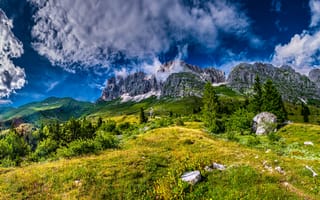 Картинка Италия, Montasio, Облака, Горы, Пейзаж, гора, Природа, облачно, облако