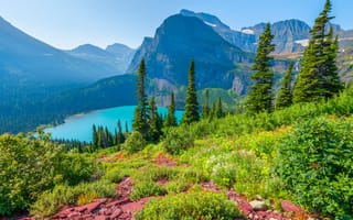 Картинка США, Glacier, Park, Природа, парк, Горы, штаты, америка, Парки, National, Озеро, Пейзаж, гора