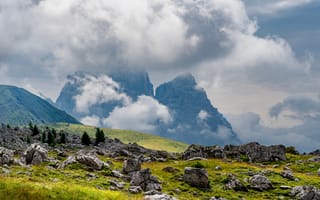 Картинка Италия, Dolomites, Горы, Природа, Облака, облако, облачно, Камни, Камень, гора