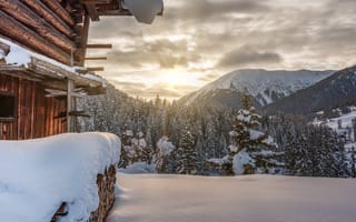 Картинка Швейцария, Зима, деревьев, зимние, дерева, облачно, снеге, снегу, Облака, Снег, Деревья, Горы, облако, гора, снега, Природа, дерево