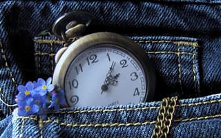 Картинка джинсы, карман, цепочка, Часы, цветы