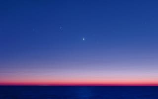 Картинка Плеяды, сумерки, Венера, океан, Альдебаран, Юпитер