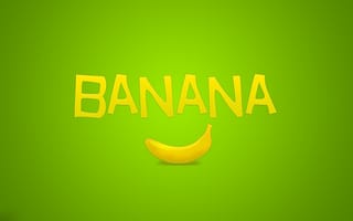 Картинка банан, фрукт, зелёный, надпись, минимализм