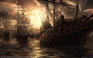 Картинка баталия, корабли, пушки