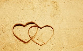 Обои настроение, песок, сердце, сердечко