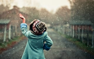 Обои снег, девушка, зима