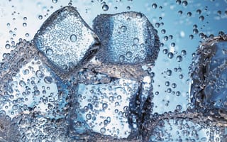 Картинка пузырьки, лед, макро, вода, пузыри, газировка, лёд