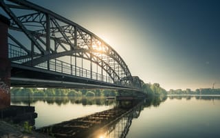 Картинка мост, река, солнце
