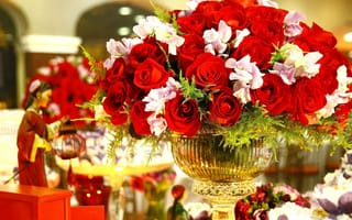 Картинка Букет, розы, ваза