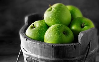 Картинка макро, фрукты, зеленые, витамины, яблоки, капли