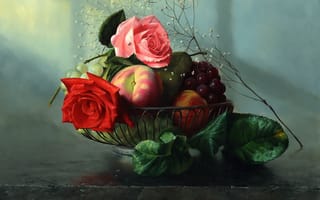 Картинка розы, фрукты, картина, алексей антонов