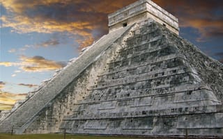 Картинка чичен-ица, небо, облака, майя, пирамида
