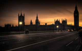 Картинка лондон, биг-бен, люди, мост