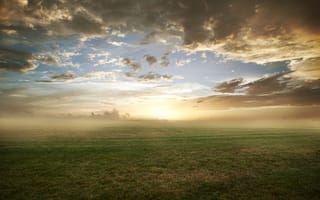 Картинка облака, трава, поле, газон, природа