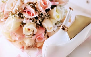 Обои туфли, каблук, кольца, свадьба, праздники, праздник, обручальное, цветы, обувь, кольцо