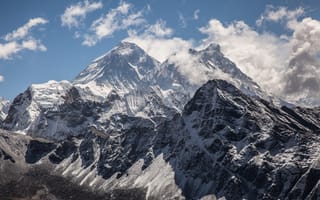 Картинка природа, горы, chomolungma, облака, снег, Everest