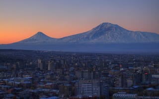 Картинка Арарат, Армения, дома, пейзаж, город, Ереван, горы