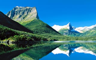 Картинка Отражение гор в озере Св. Мари, Глейшер, США, Монтана