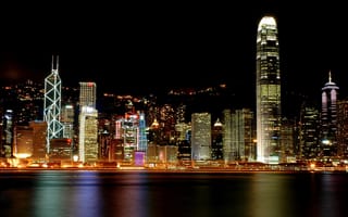 Обои Бухта Виктория, ночной Гонконг
