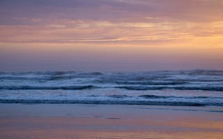 Картинка Закат на пляже у Ньюпорта, штат Орегон, США