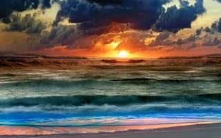 Картинка Волны на море во время заката
