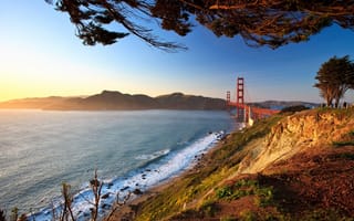 Картинка Вид на Мост Золотые ворота, Калифорния, США, Сан-Франциско