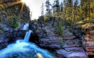 Картинка Водопад в Глейшере, Монтана