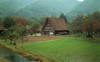 Картинка Деревня в горах, Япония