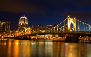 Картинка Свет ночного Питтсбурга, Пенсильвания, США