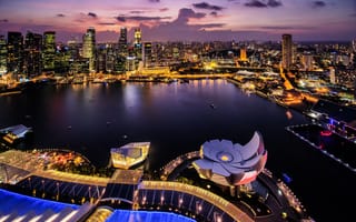 Картинка Вечерний Сингапур с высоты