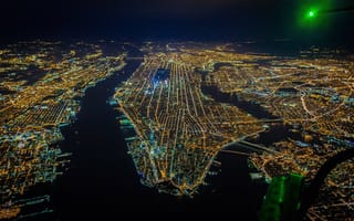 Картинка Ночной Нью-Йорк с высоты, США