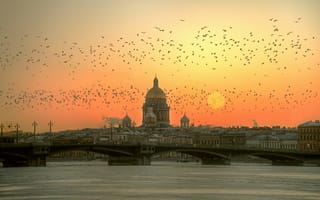 Картинка Утреннее небо над Санкт-Петербургом, Россия